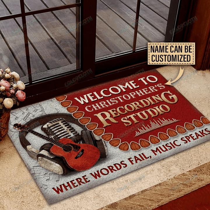 Personalized Acoustic Guitar Where Words Welcome Doormat TV058116