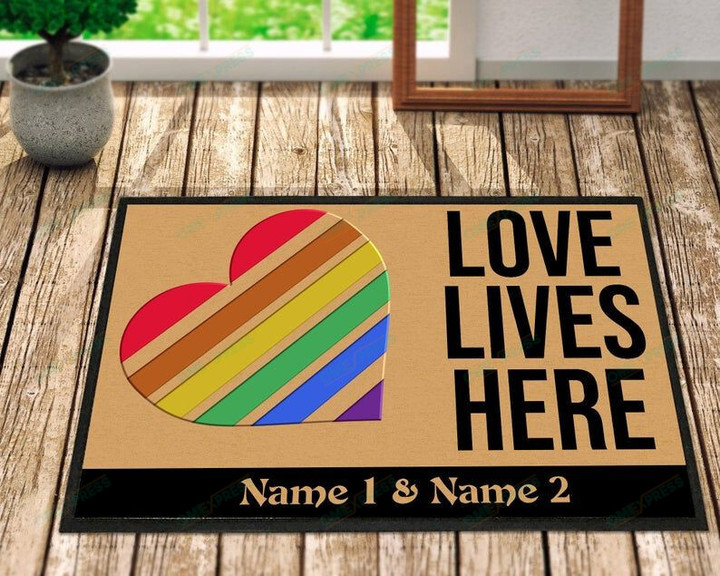 Love doormat Customized DoormatPersonalized DoormatLove Lives Here DoormatLGBT Pride Doormat