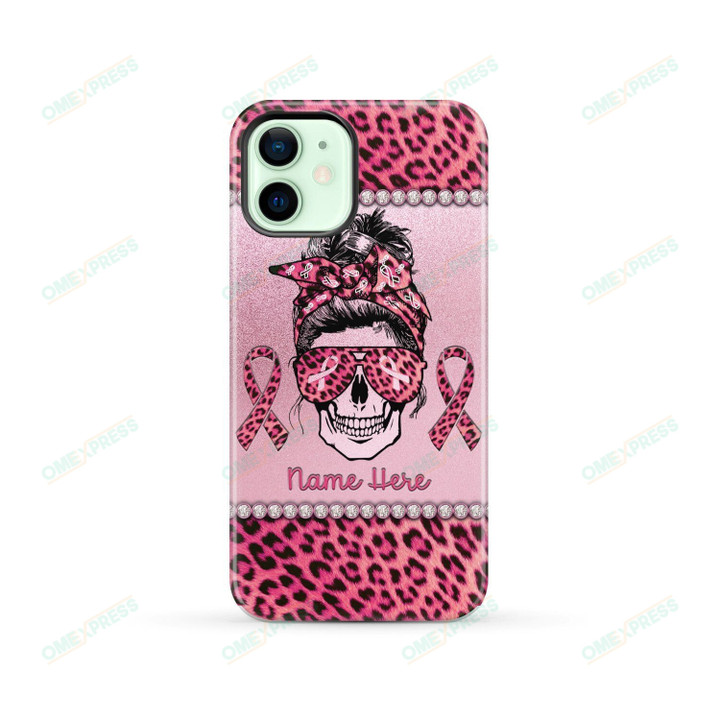 Pink Leopard Breast Cancer Awareness Custom Name Phone Case
