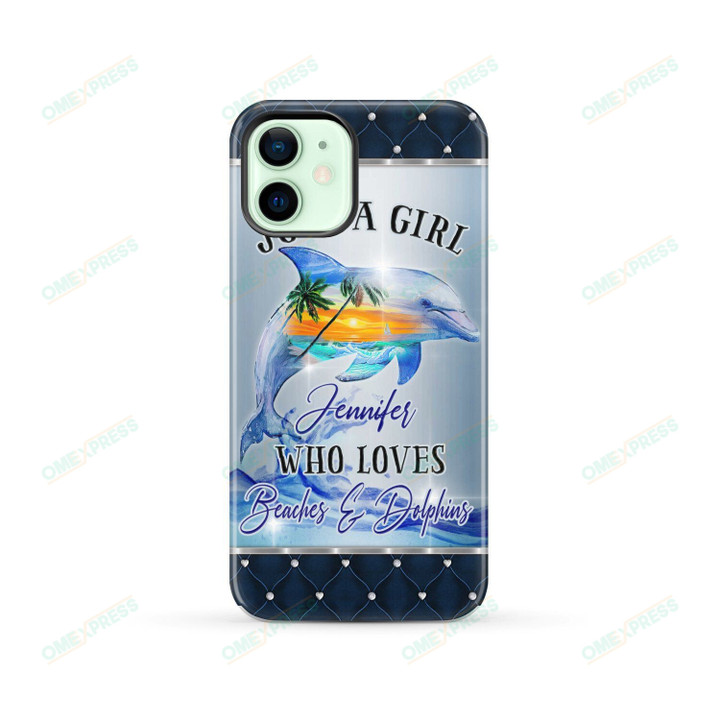 Girl Loves Beach And Dolphin Custom Name Phone Case
