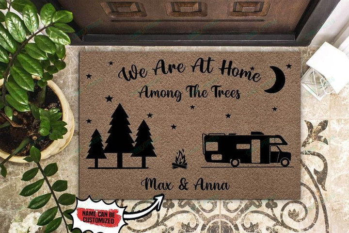 Personalized Doormat Camping We Are At Home Among The Trees Home Decor Personalized Doormat For Your