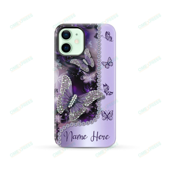 Purple And White Butterfly 0601 Custom Name Phone Case