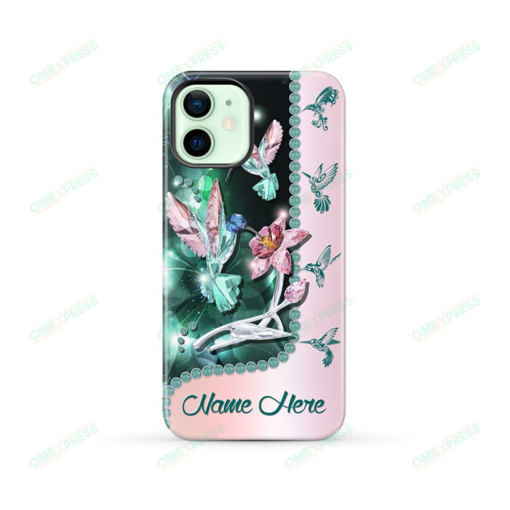 Pink Green Hummingbird 0801 Custom Name Phone Case