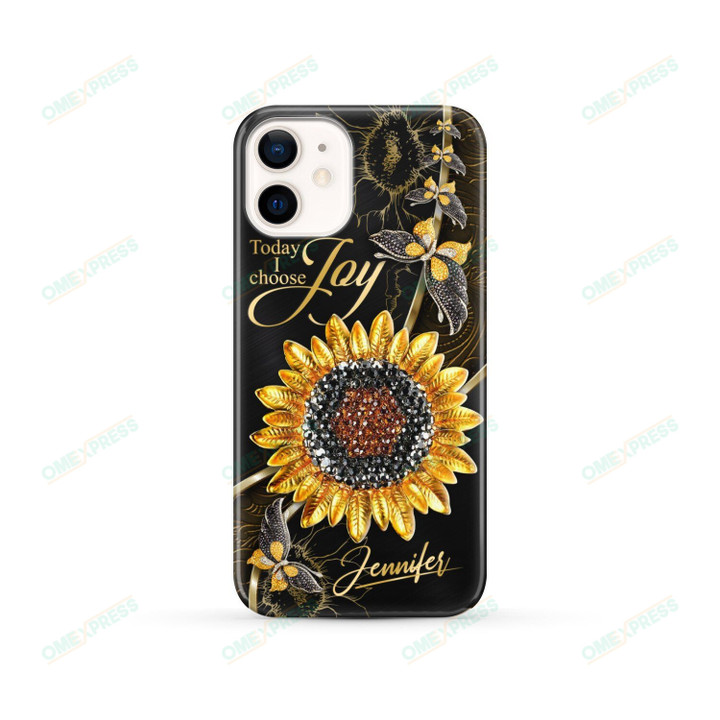Today I Choose Joy Sunflower Butterfly Custom Name Phone Case