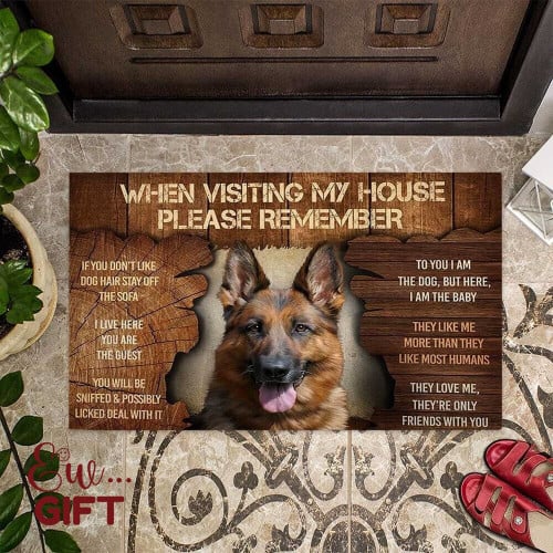 When Visiting My House Doormat Decor German Shepherd Dog Coir Pattern Print Doormat Non-Slip Soft Flannel Carpet