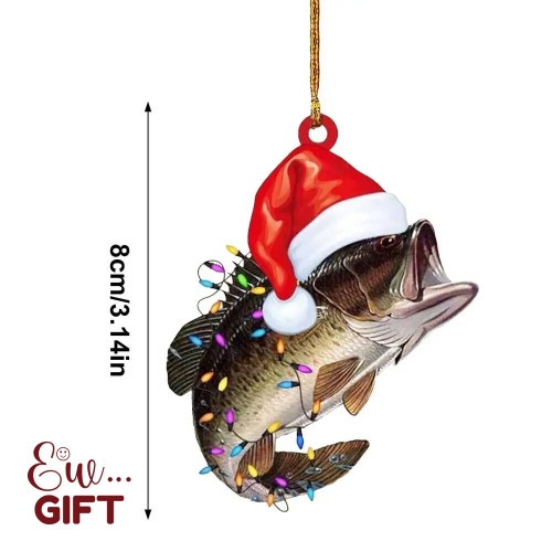 Waterproof Christmas 2D Acrylic Pendant Large Mouth Fishing Ornaments