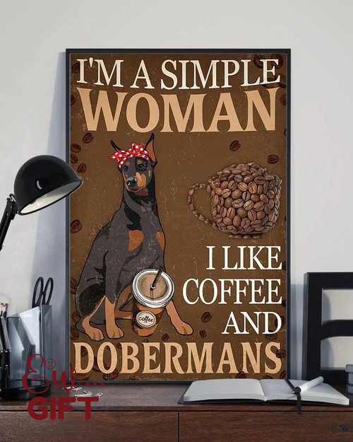 Metal Tin Sign Simple Woman Like Coffee And Dobermann Aluminum Vintage Sign tin sign Retro for Home Garden Office Wall