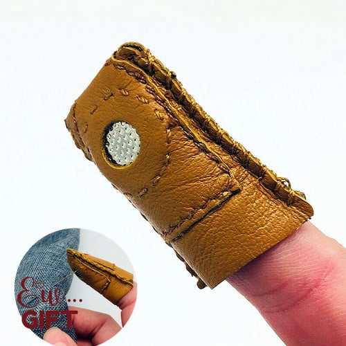 Leather Coin Thimble Soft Artificial Sheepskin Needlework Finger Cover Tip Quilting Thimble Sleeve Handmade Sewing Tools