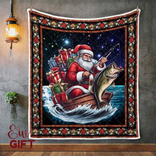 Fishing Christmas Quilt Blanket