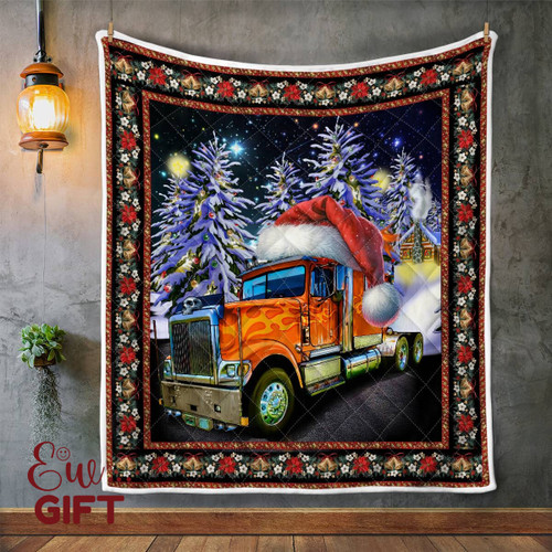 Trucker Christmas Quilt Blanket