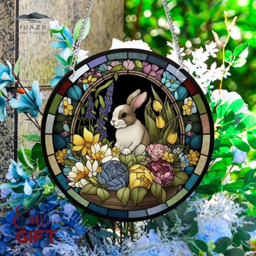 Cute Rabbit Window Panel Catcher Door Home Room Decorations