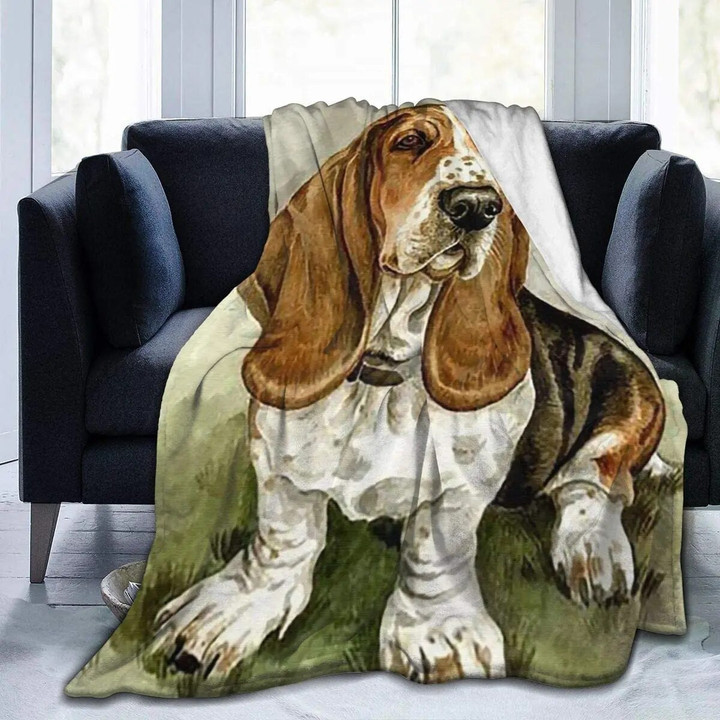 Basset Hound Dog Throw Blankets Anti Static Throws Blankets