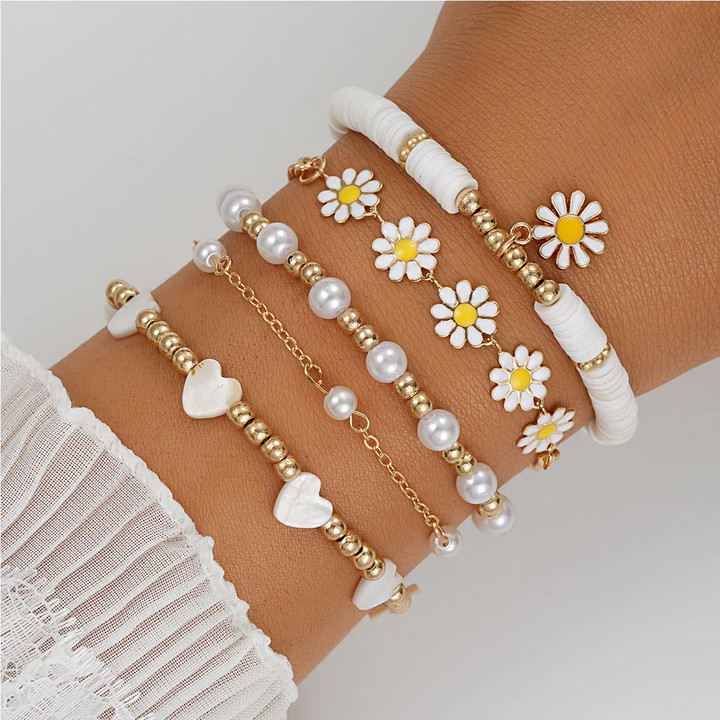 Multi-layer Sunflower Bracelet Set