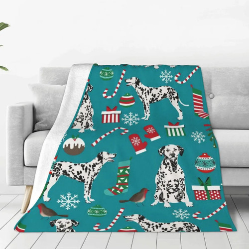 Dalmatian Dogs Christmas Soft Fleece Throw Blanket