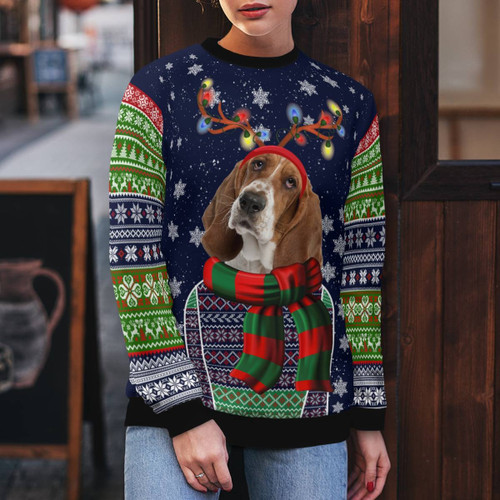 Basset Hound New Christmas AOP Ugly Sweater