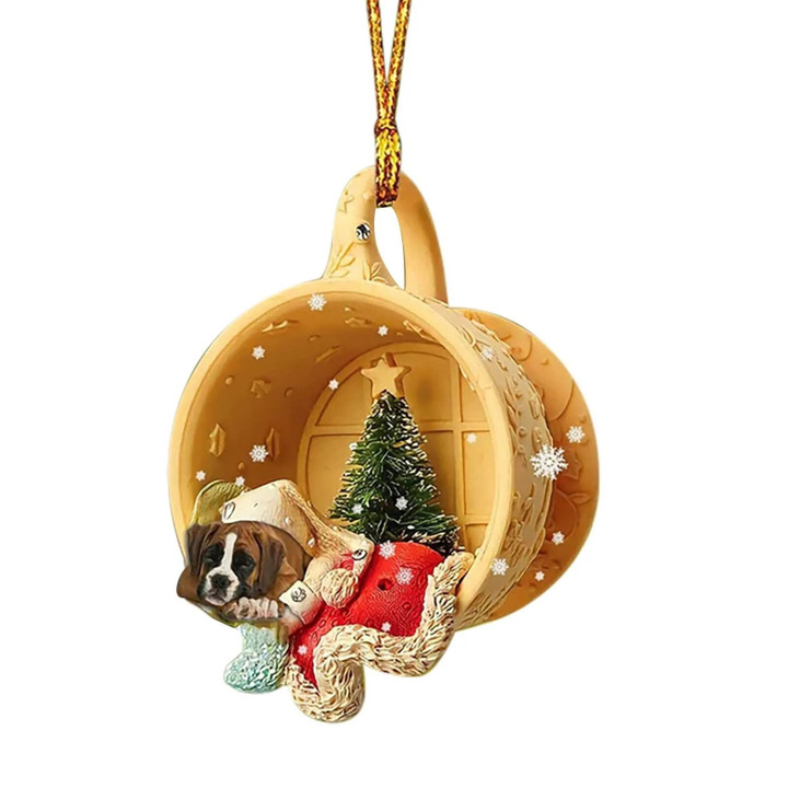 Boston Terrier Dog Sleeping In The Nest Ornaments For Christmas Tree Decor Gifts