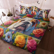 Bulldog with different color flower bedding set 2