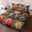 Bulldog with different color flower bedding set 3