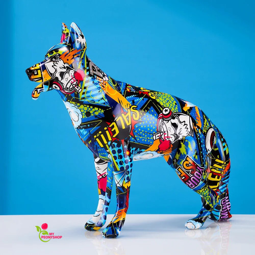 Creative Colorful Art Animal German Shepherd Resin Crafts Home Decoration