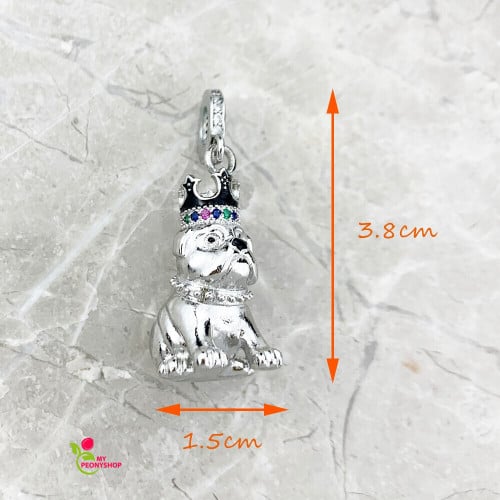Fashion Bulldog With Crown Pendant Silver Jewelry Cute Gift