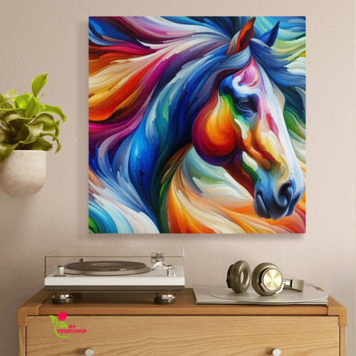 Horse multi color square canvas 4