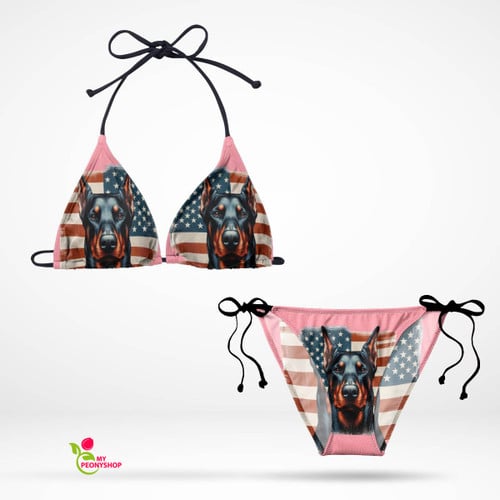 Doberman triangle bikini set