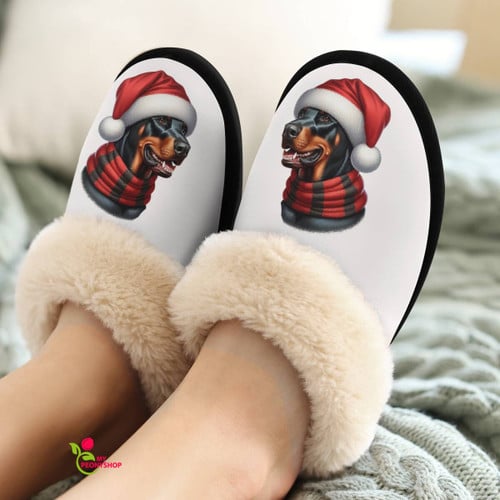 Doberman christmas house slipper