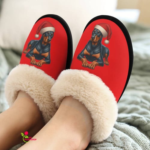 Doberman Christmas House Sleeper Shoes