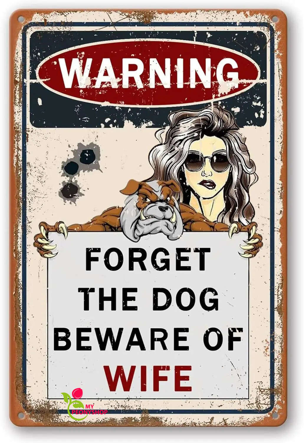 Bulldog Funny Metal Signs for Wall Decor Posters Forget The Dog Beware ...