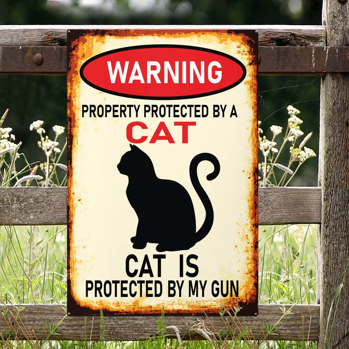 Kitten Guardian Portrait Metal Sign - panthergift