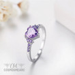 Real Tibetan Silver Amethyst Ring Lovely Heart Shape Purple Zircon Crystal Ring Romantic Gift for for Wife and Girlfriend