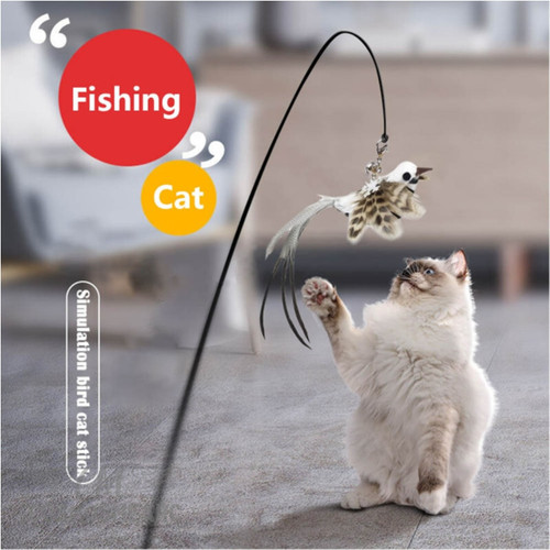 Funny Cat Stick Toy Furry Feather