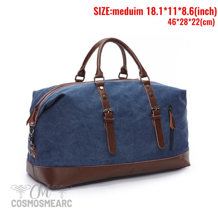 Canvas Leather Men Travel Bags Carry On Luggage Bag Easy Traveling Bag