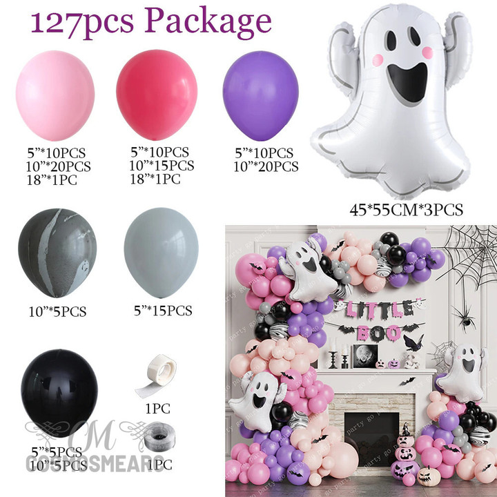 Halloween Theme Purple Pink Cute Cartoon Ghost for Kid Horror Party