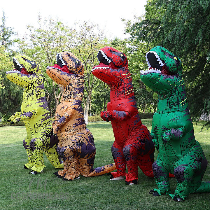 T-rex inflatable uit Tyrannosaurus Dinosaur Costume Child Kids Adult Role-playing Fancy Halloween Mascot Party Apparel