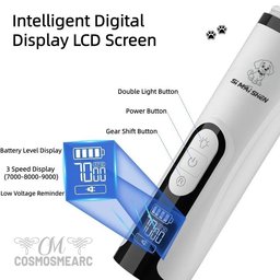 Rechargeable pet nail grinder with built-in LED battery display