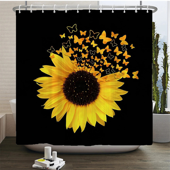 butterfly Sunflower Shower Curtain