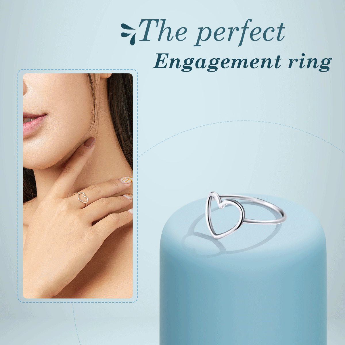 Minimalist Wedding Engagement Heart Ring