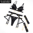 Ellolace Fine Lingerie Sexy Fancy Underwear 5-Piece Delicate Luxury Erotic Sets With Chain Bra And Panty Set Garters Intimate