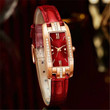 Women's Watches Fashion Square Ladies Quartz Watch Bracelet Set Green Dial Simple Leather Luxury Women Watches