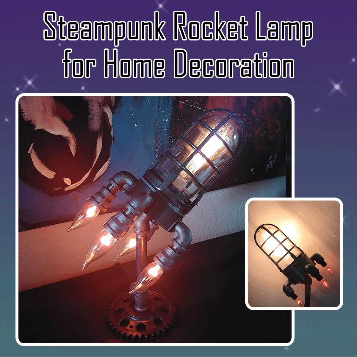 Steampunk Rocket Lamp for Home Decoration