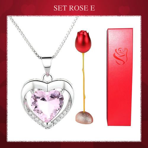Valentine Heart Necklace in Surprised Rose Box