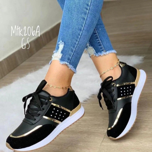2023 Women Sneakers Platform Shoes Leather Patchwork Casual Sport Shoes Ladies Outdoor Running Vulcanized Shoes Zapatillas Mujer