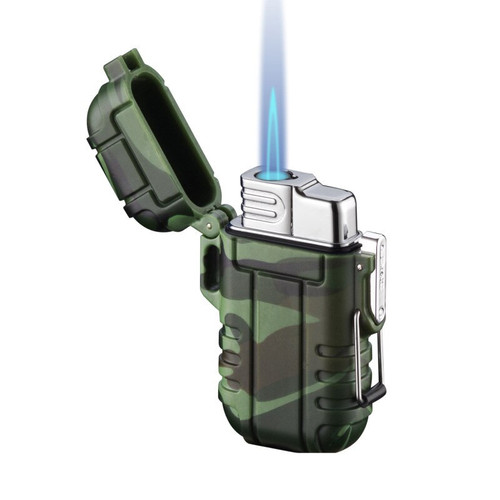 Outdoor Waterproof Lighter with Lanyard Portable Blue Flame Jet Lighter Butane Turbo Cigar Lighter Camping Wading Men's Gadgets