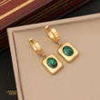 Luxury Non-fading Geometric Green Crystal Necklace Earrings Jewelry Set