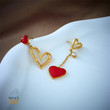 Luxury Red Heart Zircon Drop Earrings