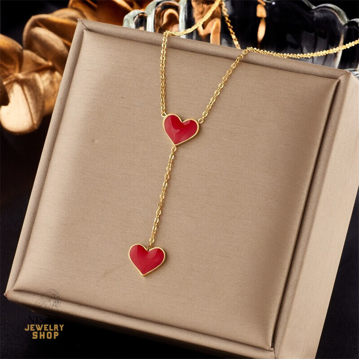 Luxury Red Heart Pendant Necklace