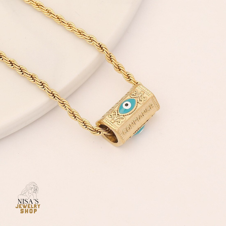 Devil's Eye Pendant - Eyes Cross Necklace for Women