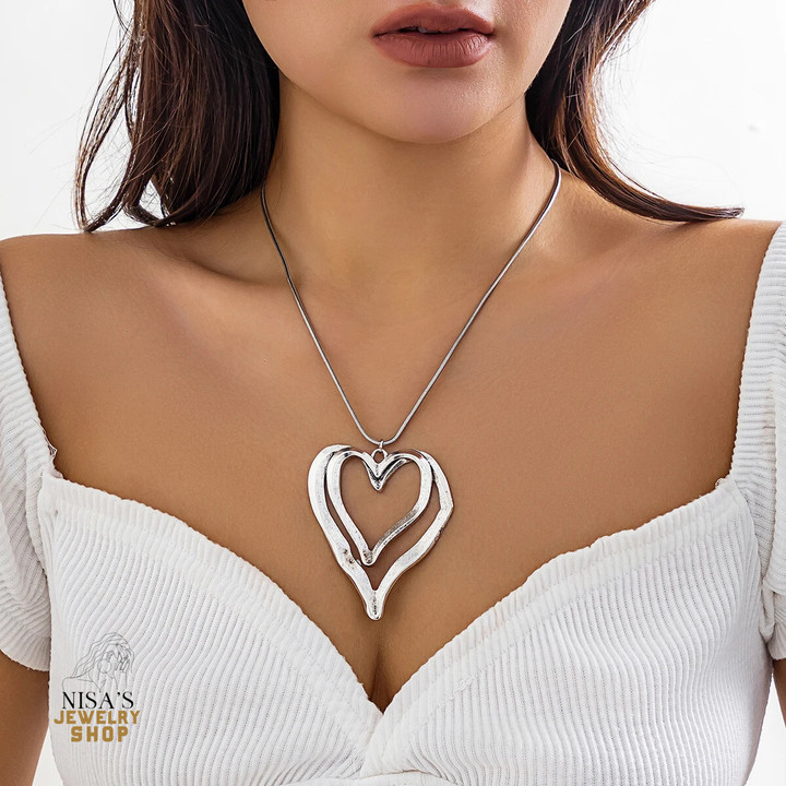 Double Love Heart Choker Necklace