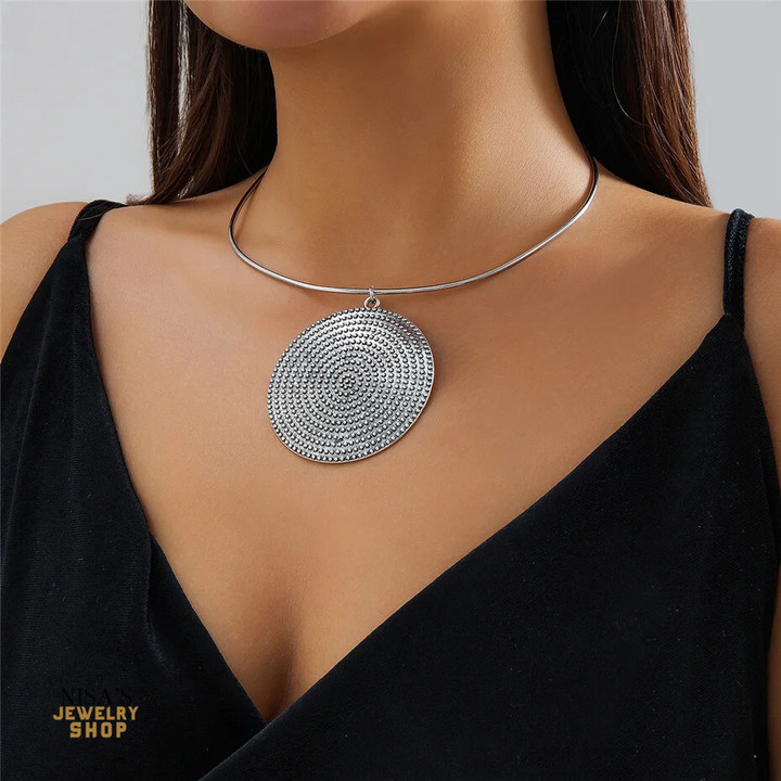 Creative Unique Big Round Circle Pendant Choker Necklace